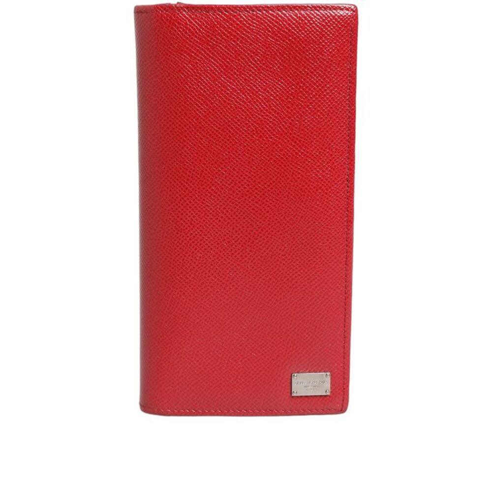Dolce & Gabbana Red Dauphine Leather ID Men Card Holder Bifold Women's Wallet